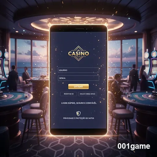 Tela de login do cassino móvel no 001game, facilitando o acesso ao jogo.