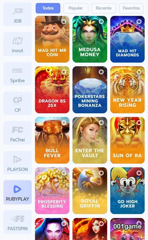 Jogos VIP da Rubyplay disponíveis no 001game, trazendo diversão e inovação para os jogadores.